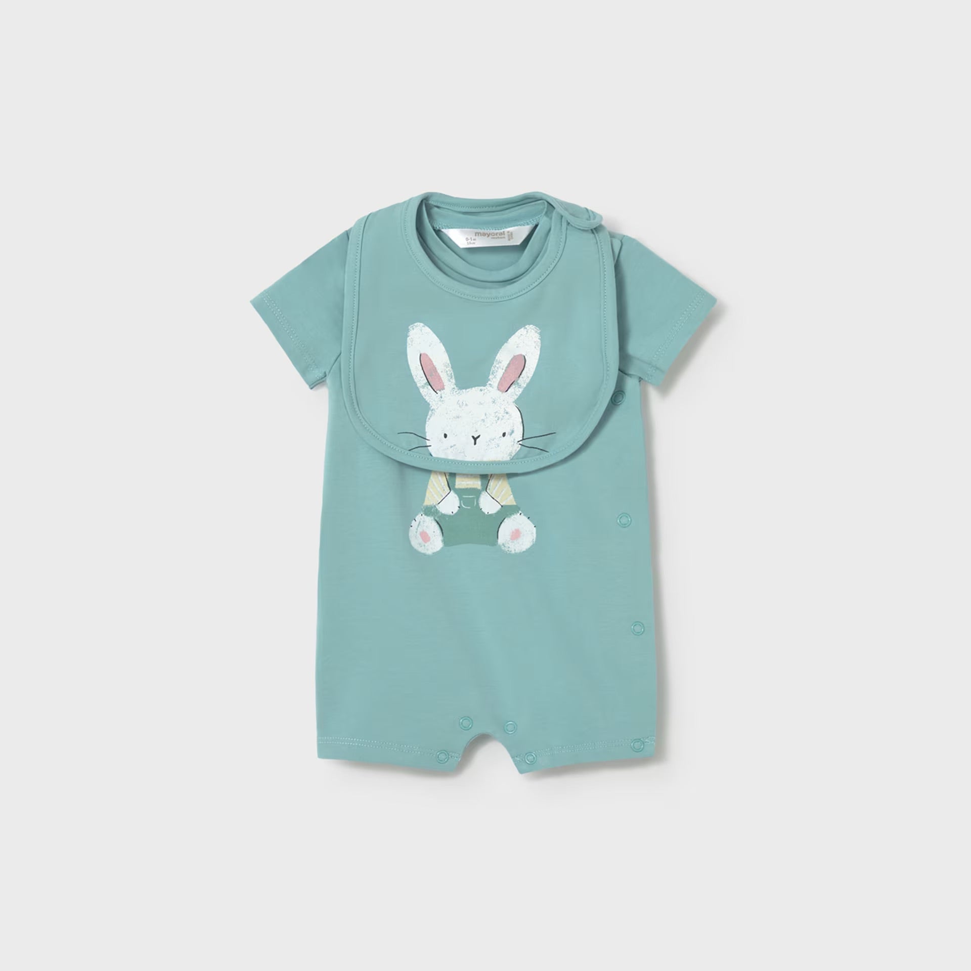 Mayoral Newborn Boy Romper with Bib Set | Glass