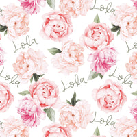 Sugar + Maple Plush Minky Fleece Personalized Blanket | Peonies