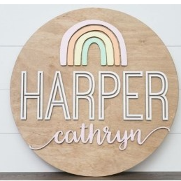 Sugar + Maple Round Sign | Rainbow