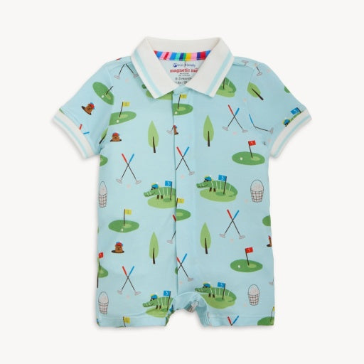 Magnetic Me Gopher It Modal Magnetic Short Sleeve Short Polo Romper