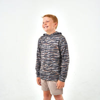 Burlebo Youth Performance Hoodie | Tiger Stripe Camo - Wetland