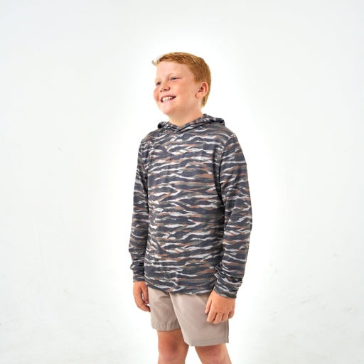 Burlebo Youth Performance Hoodie | Tiger Stripe Camo - Wetland