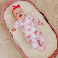 Copper Pearl Bamboo Zip-up Footie Pajama | Bow My Gosh