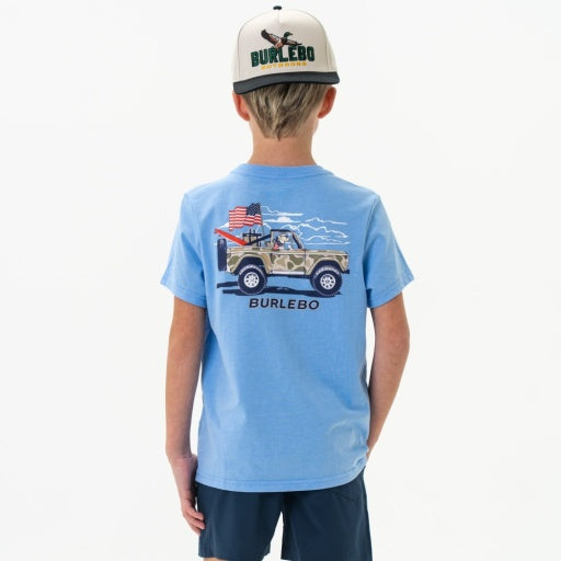 Burlebo Youth Tee | Camo Beach Cruiser - Ss - Heather Periwinkle