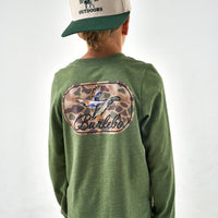 Burlebo Youth Tee | Ducks Flying In Olive