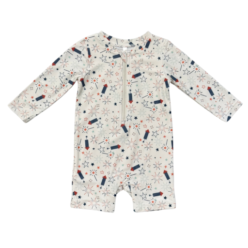 Babysprouts Clothing Company Baby One-Piece Rash Guard Swimsuit | Fireworks