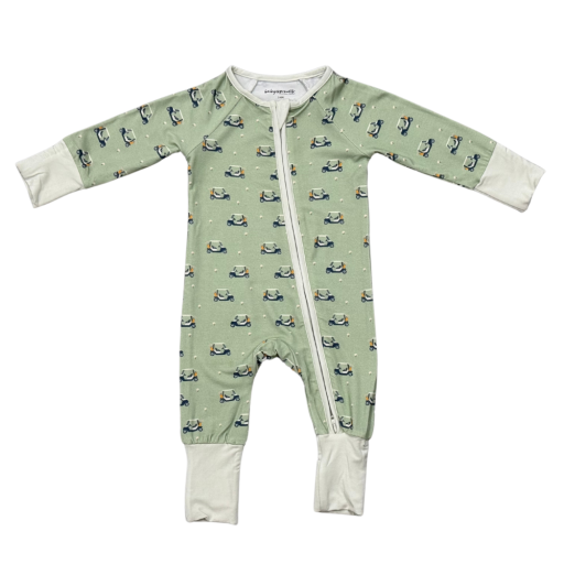 Babysprouts Clothing Company Long Sleeve Zip Romper | Golf Cart