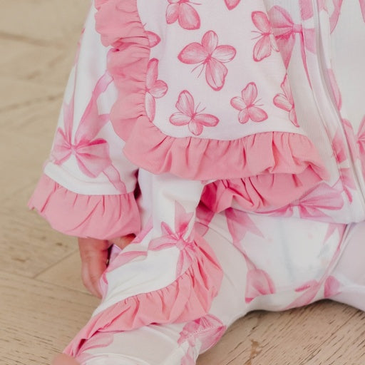 Copper Pearl Bamboo Ruffled Security Blanket Set | Bow My Gosh