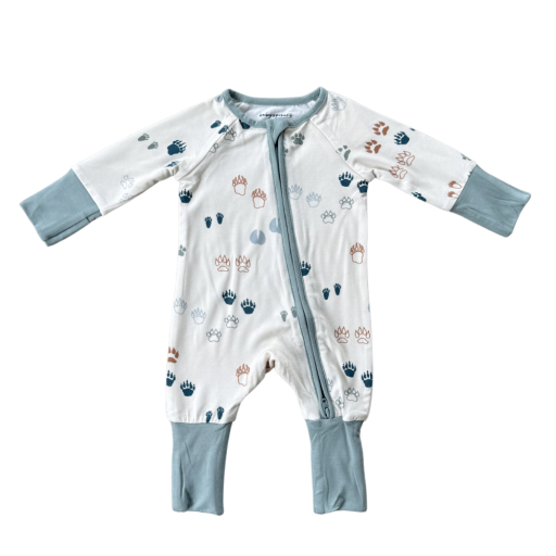 Babysprouts Long Sleeve Zip Romper | Footprints