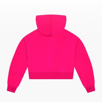 Tenly French Terry Raw-Edge Zip Hoodie Cerise | Cerise
