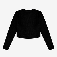 Tenly Rayon Rib Curved Hem Long Sleeve Top Black | Black