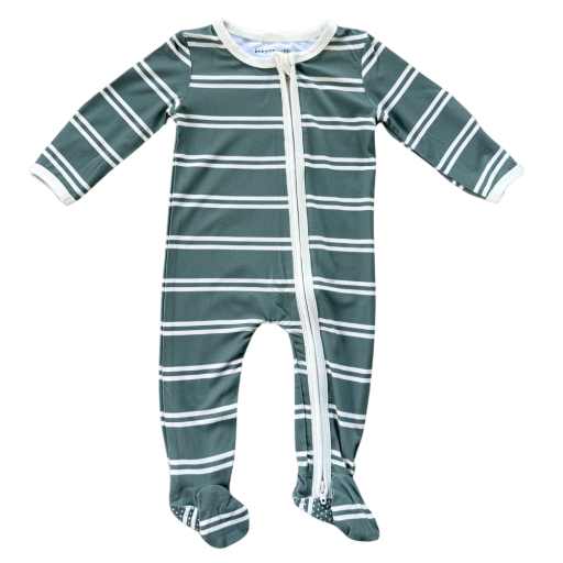 Babysprouts Clothing Company Footie Romper | Pine Stripe