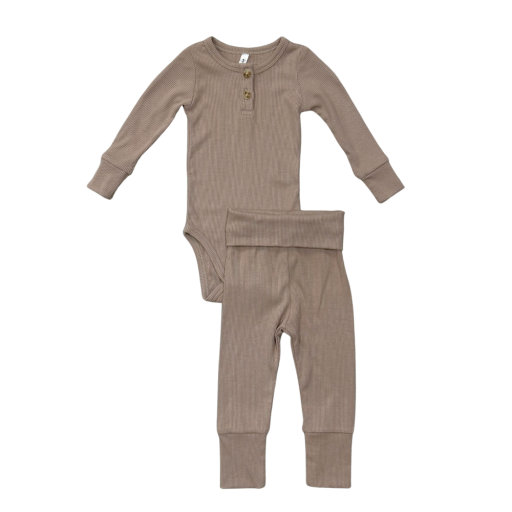 Babysprouts Clothing Company Ribbed Henley Bodysuit Set | Portabella