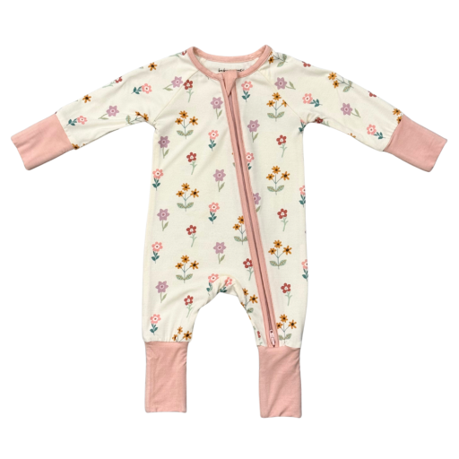 Babysprouts Clothing Company Long Sleeve Zip Romper | Meadow Bloom