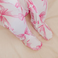 Copper Pearl Bamboo Zip-up Footie Pajama | Bow My Gosh