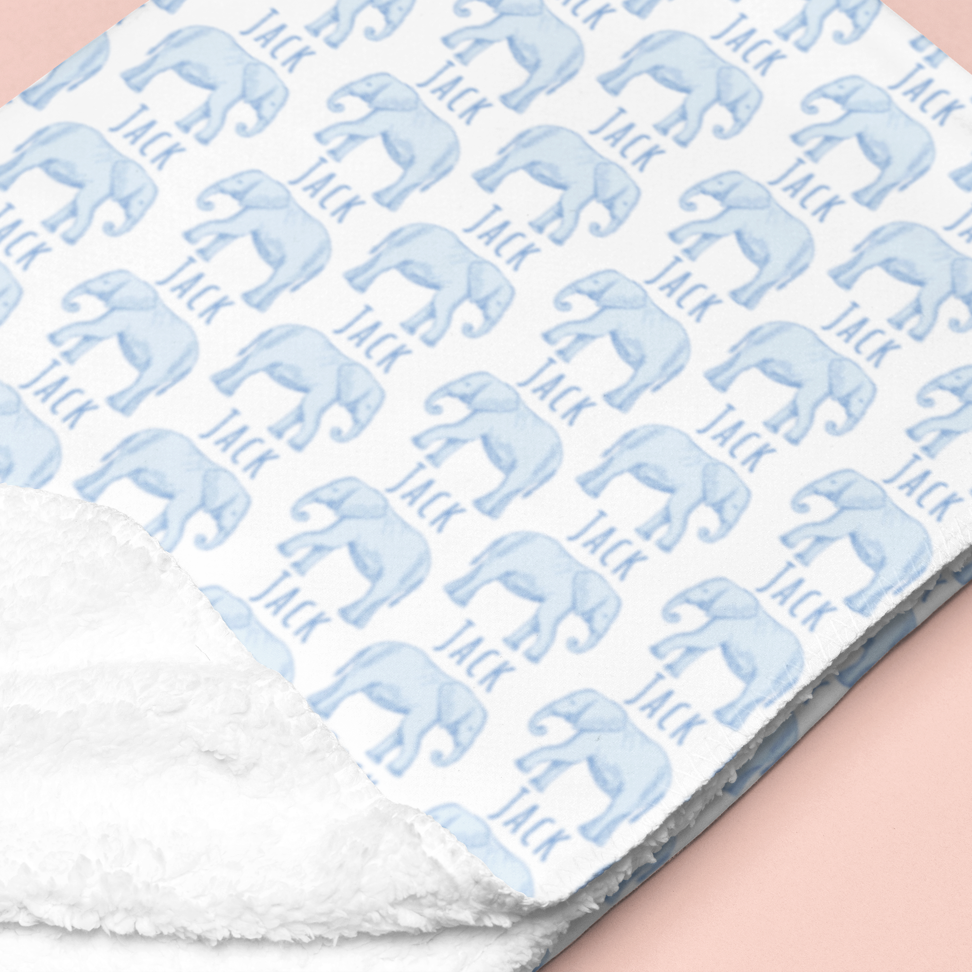 Sugar + Maple Sherpa-Lined Personalized Blanket | Elephants