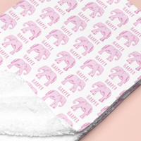 Sugar + Maple Sherpa-Lined Personalized Blanket | Elephants