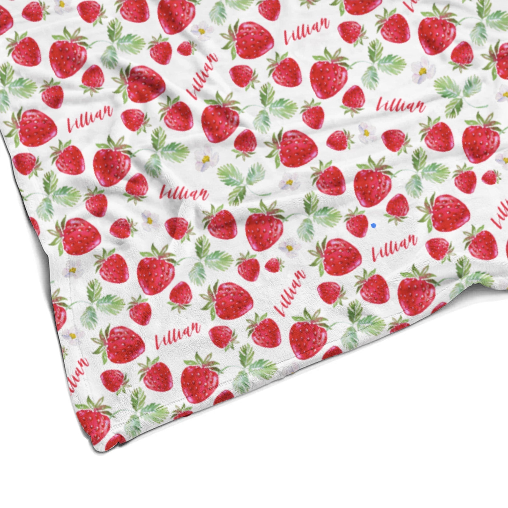 Sugar + Maple Plush Minky Fleece Personalized Blanket | Sweet Strawberry