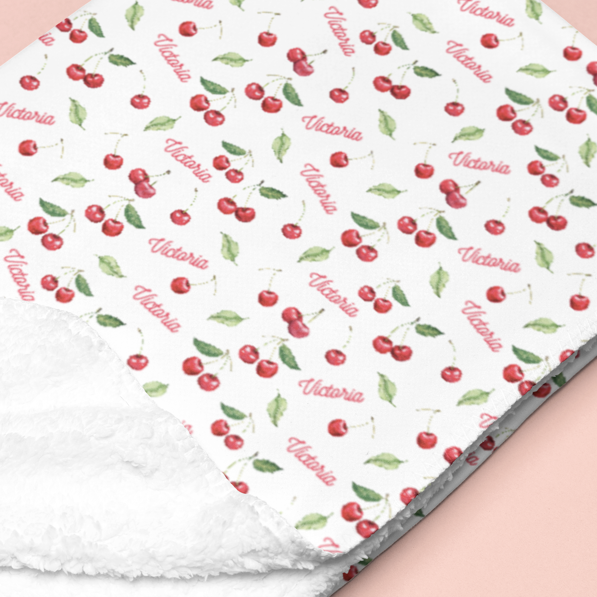 Sugar + Maple Sherpa-Lined Personalized Blanket | Very Cherry