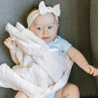 Saranoni Lush Satin Border Mini Blanket | Ivory