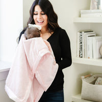 Saranoni Lush Satin Border Receiving Blanket | Light Pink