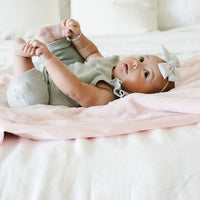 Saranoni Lush Satin Border Receiving Blanket | Light Pink