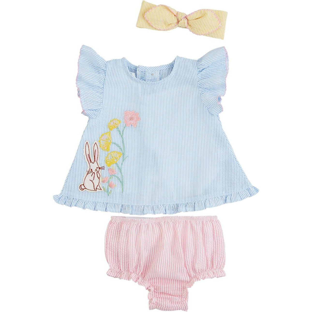 Mud Pie Floral Bunny Pinafore Set