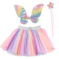 Great Pretenders Rainbow Sequins Skirt, Wings & Wand