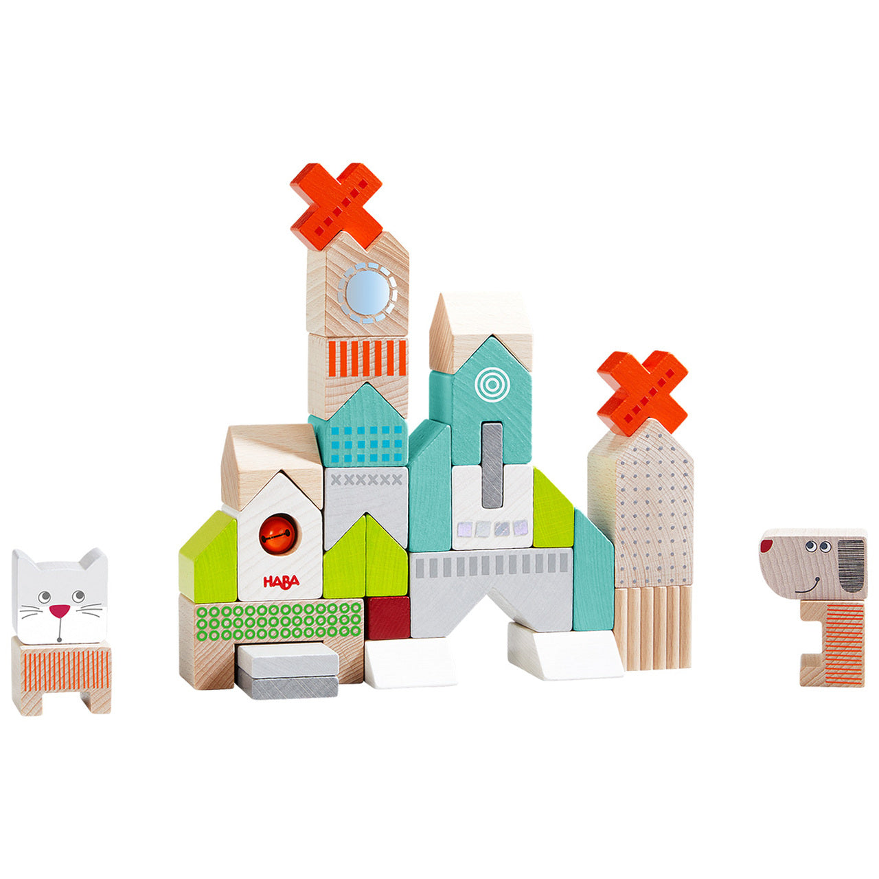 Haba Dog & Cat 31-Piece Wooden Building Block Set