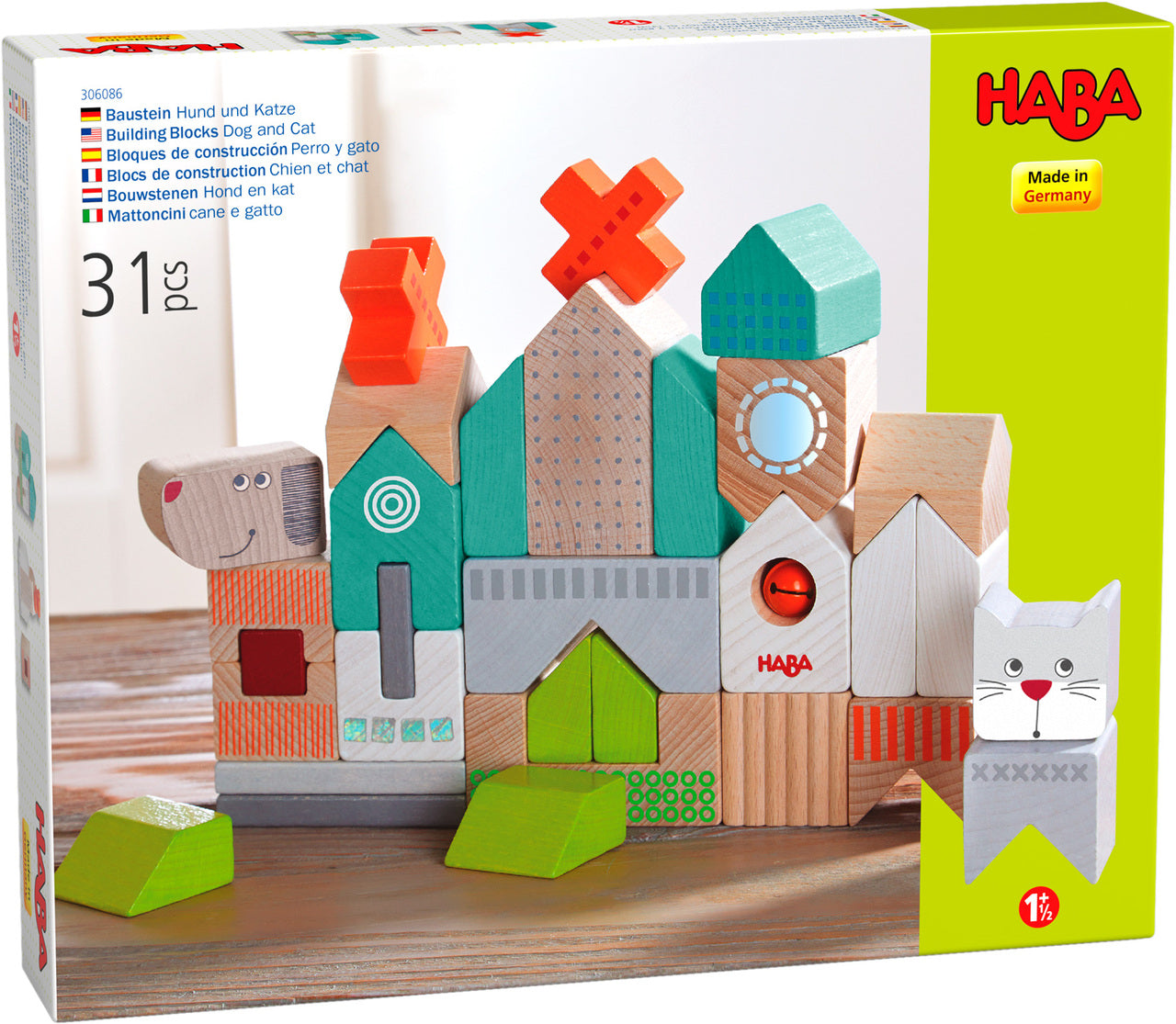 Haba Dog & Cat 31-Piece Wooden Building Block Set