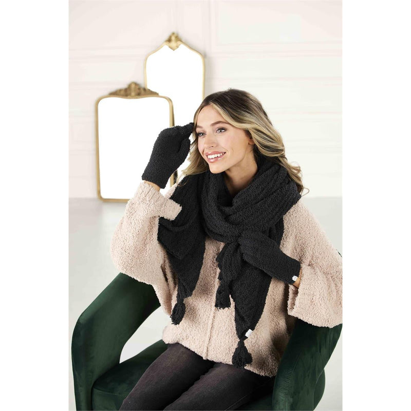 Mud Pie Chenille Glove & Scarf Set | Black