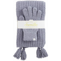 Mud Pie Chenille Glove & Scarf | Grey