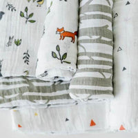 Little Unicorn Cotton Muslin Swaddle Blanket Set - Forest Friends