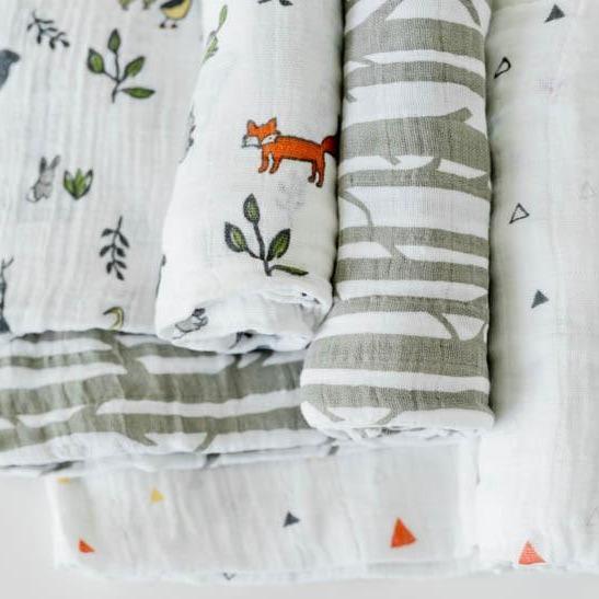 Little Unicorn Cotton Muslin Swaddle Blanket Set - Forest Friends