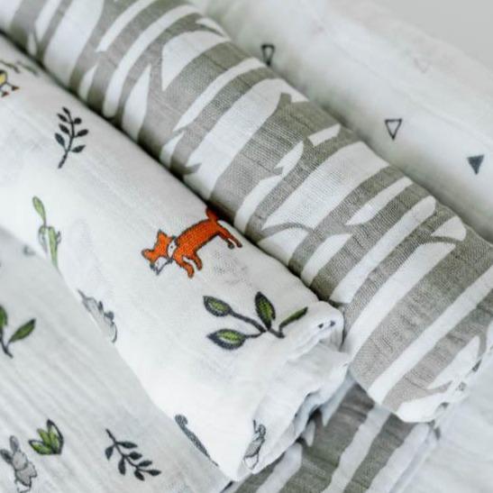 Little Unicorn Cotton Muslin Swaddle Blanket Set - Forest Friends