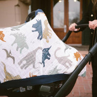 Little Unicorn Cotton Muslin Car Seat Canopy | Dino Friends