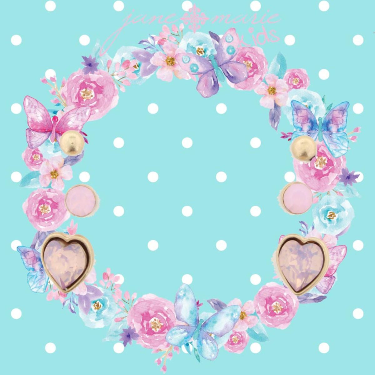 Kids Stud Earrings Gold Ball, Pink Stud and Lavender Heart