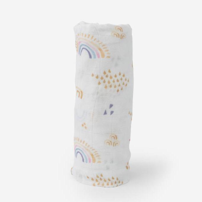 Little Unicorn Deluxe Muslin Swaddle Blanket - Rainbows & Raindrops