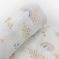 Little Unicorn Deluxe Muslin Swaddle Blanket - Rainbows & Raindrops