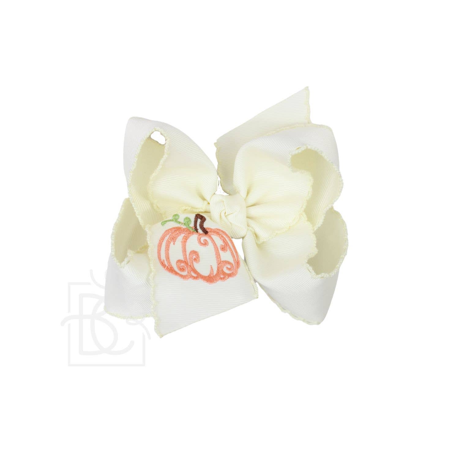 Hugh Embroidered Pumpkin Crochet Edge Bow