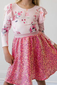 Mila & Rose Hot Pink Sequin Twirl Skirt