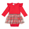 Christmas Plaid Long Sleeve Tutu Bodysuit - Holiday Baby