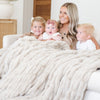 Saranoni Double Ruched Faux Fur XL Throw Blanket | Flax