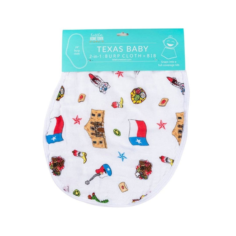 2-in-1 Burp Cloth and Bib: Texas Baby (Unisex)