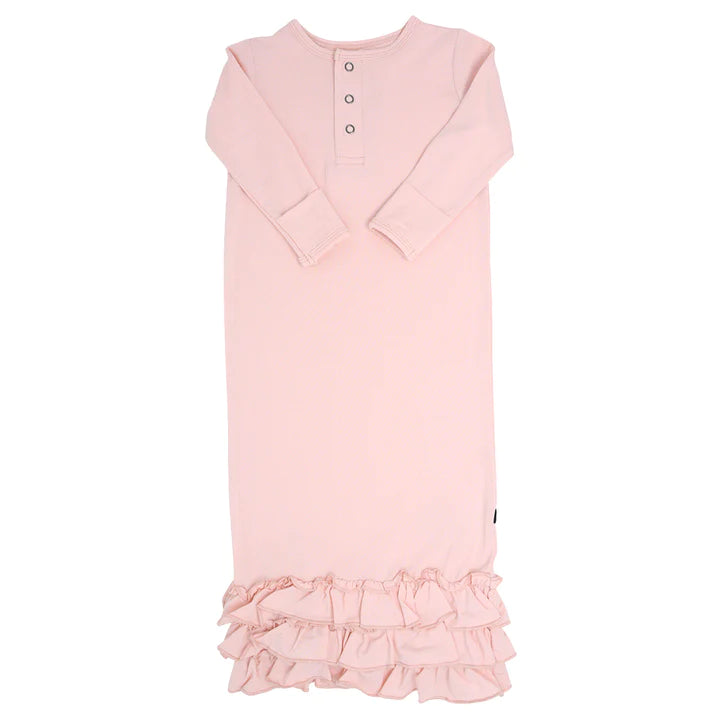 Perfect Pink Ruffle Receiving Gown OS