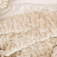 Saranoni Ruched Minky Extra Large Throw | Flax